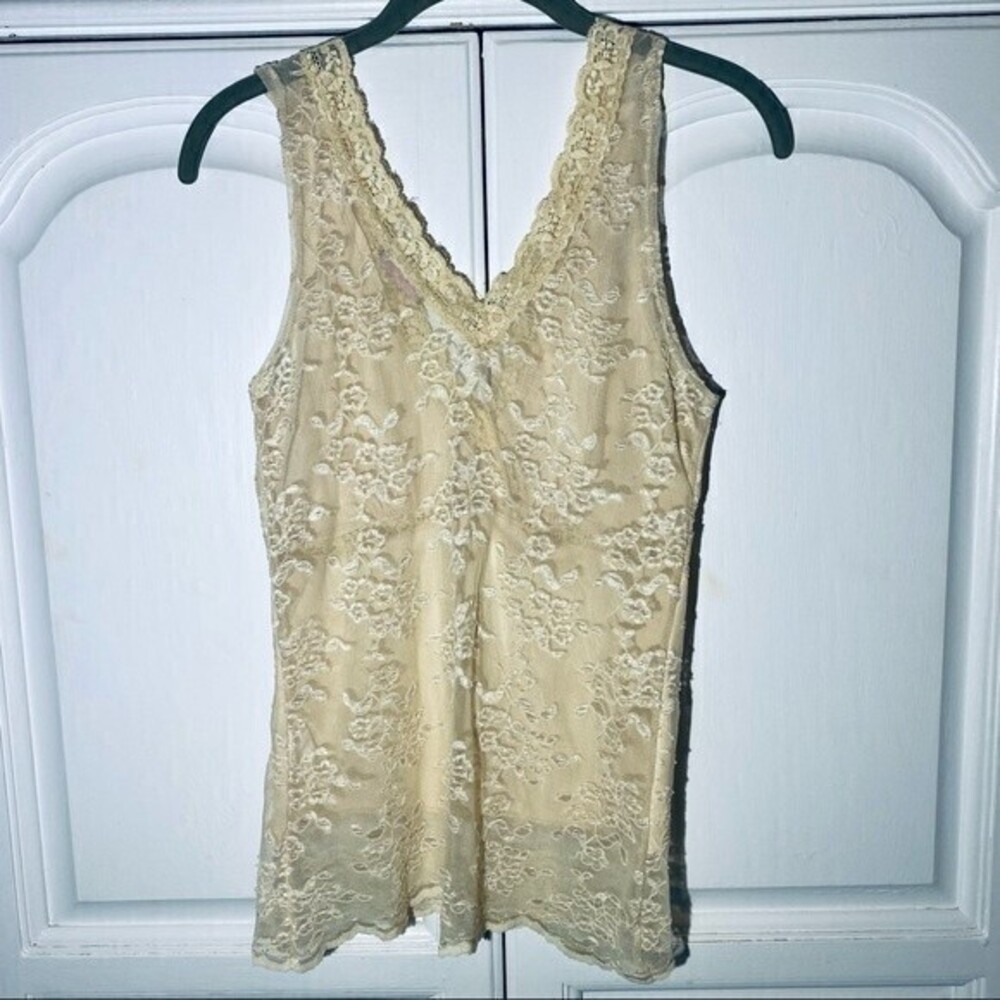 !Firm Price! Twenty-One Juniors/Women Lace Tank Top, V Neck Size‎ L, Cream - Picture 2 of 6